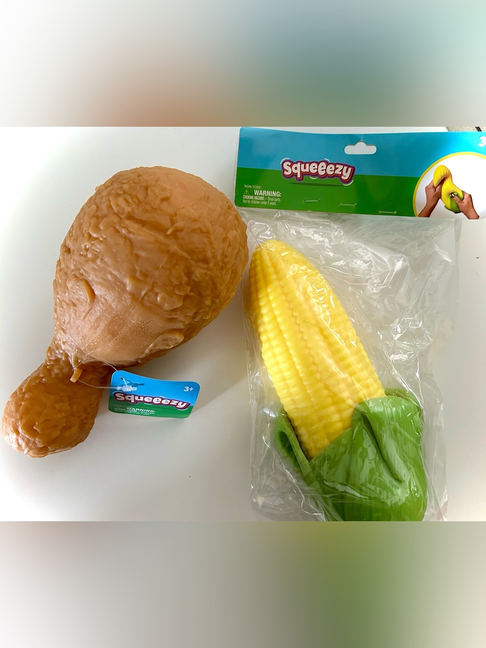 Jumbo Squeezy Chicken Drumstick and Corn Bundle Squishy Toys NEW